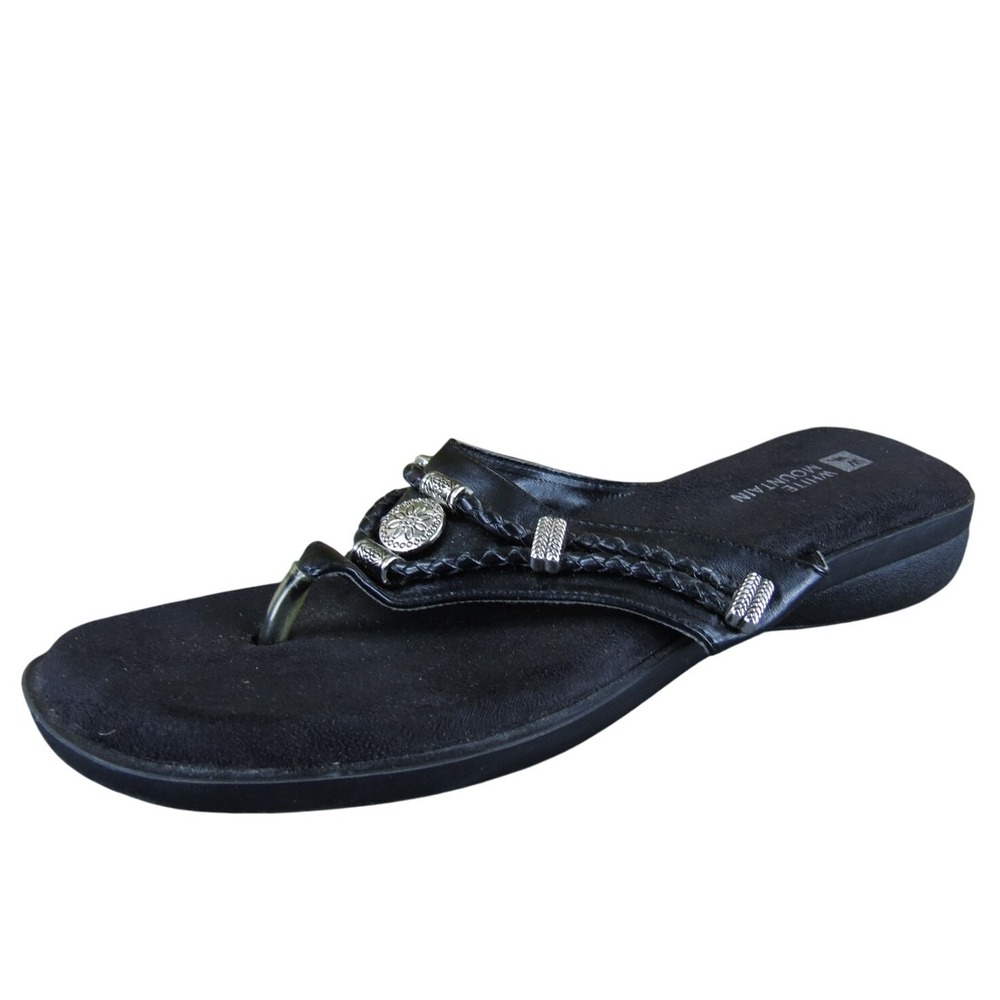 White Mountain Women Clara Flip Flop Black‎ Synthetic 7 Medium Gently Used 2025